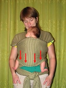 Ребенок в слинге-шарфе, распределение веса