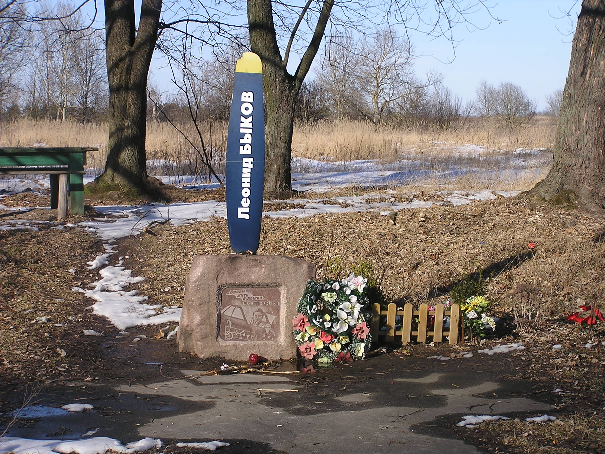 Рисунок 1. На месте аварии возле поселка Дымер, где погиб Леонид Быков, установили памятник