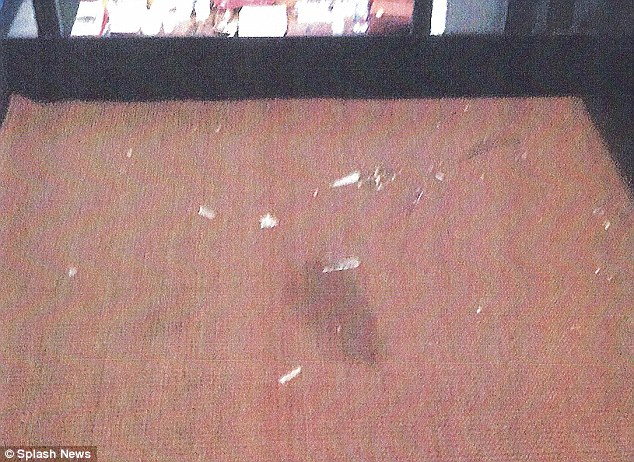 This photograph showing broken glass was included in the restraining order which Amber Heard filed against her husband Johnn
