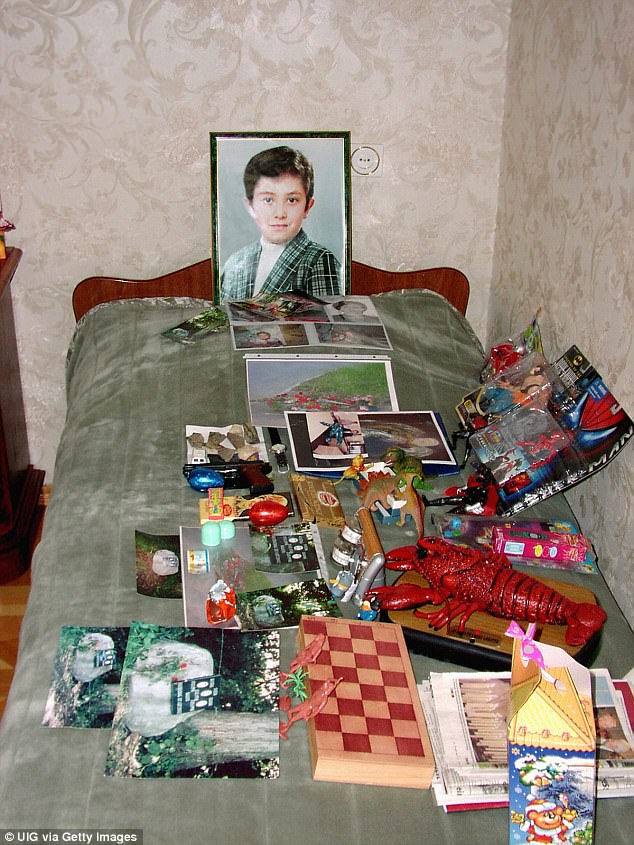 Konstantin was killed aged 10. His father also turned his bedroom  into a shrine