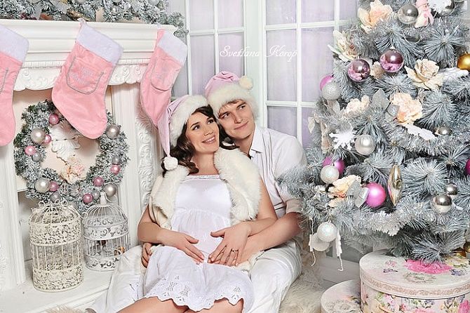 новогодняя фотосессия беременных с мужем