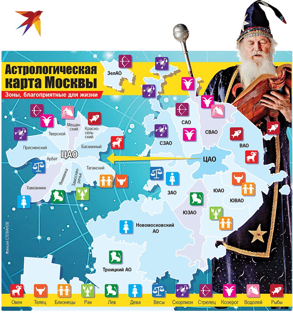 Астрологическая карта Москвы. 