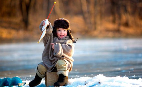 детская фотосессия, зимняя рыбалка